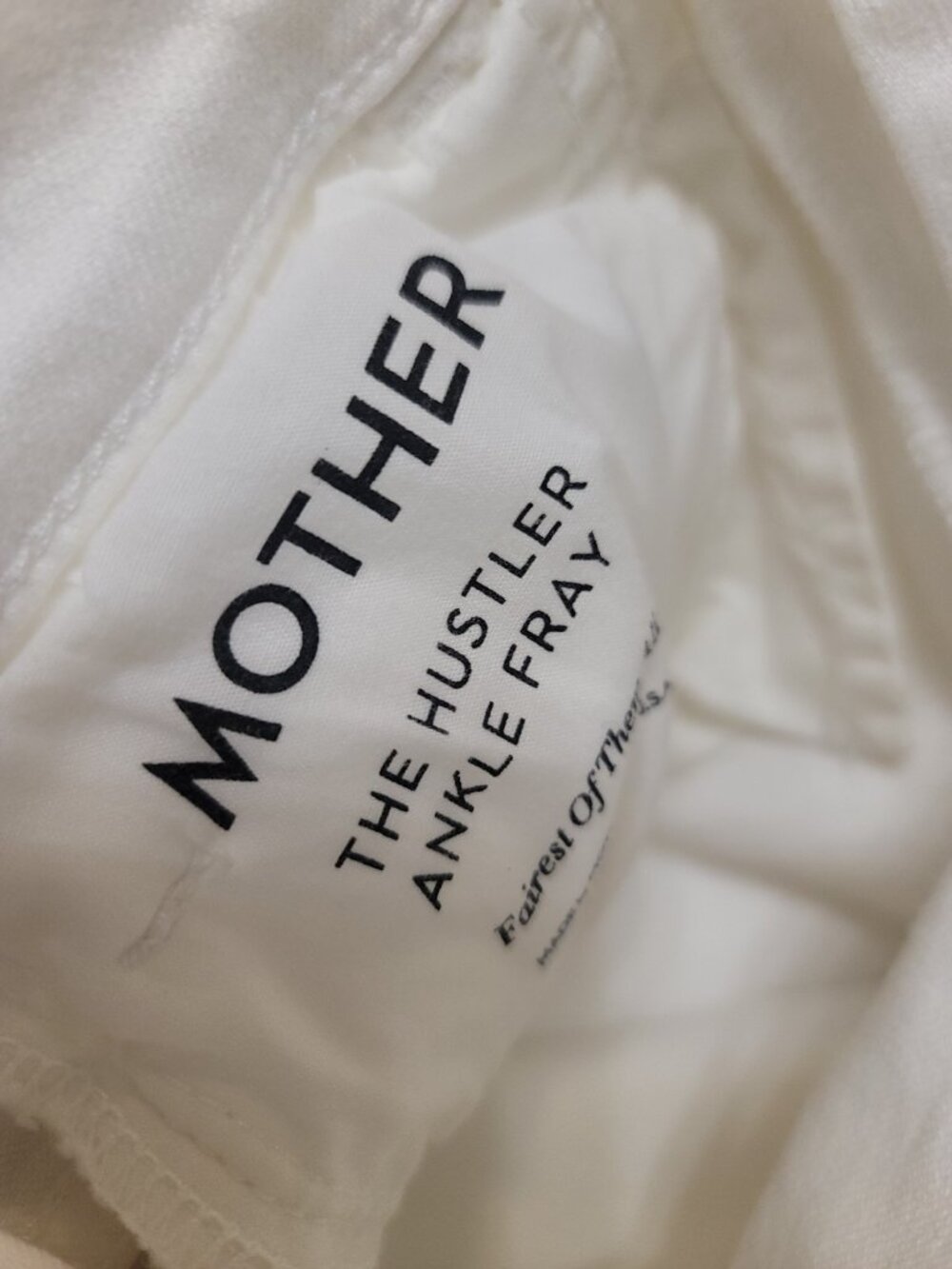 Mother The Hustler Ankle Fray Jeans Womens 26 White Raw Hem Crop USA Denim - Picture 8 of 9